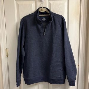 Men’s navy blue pull over quarter zip sweatshirt, a large. VGUC